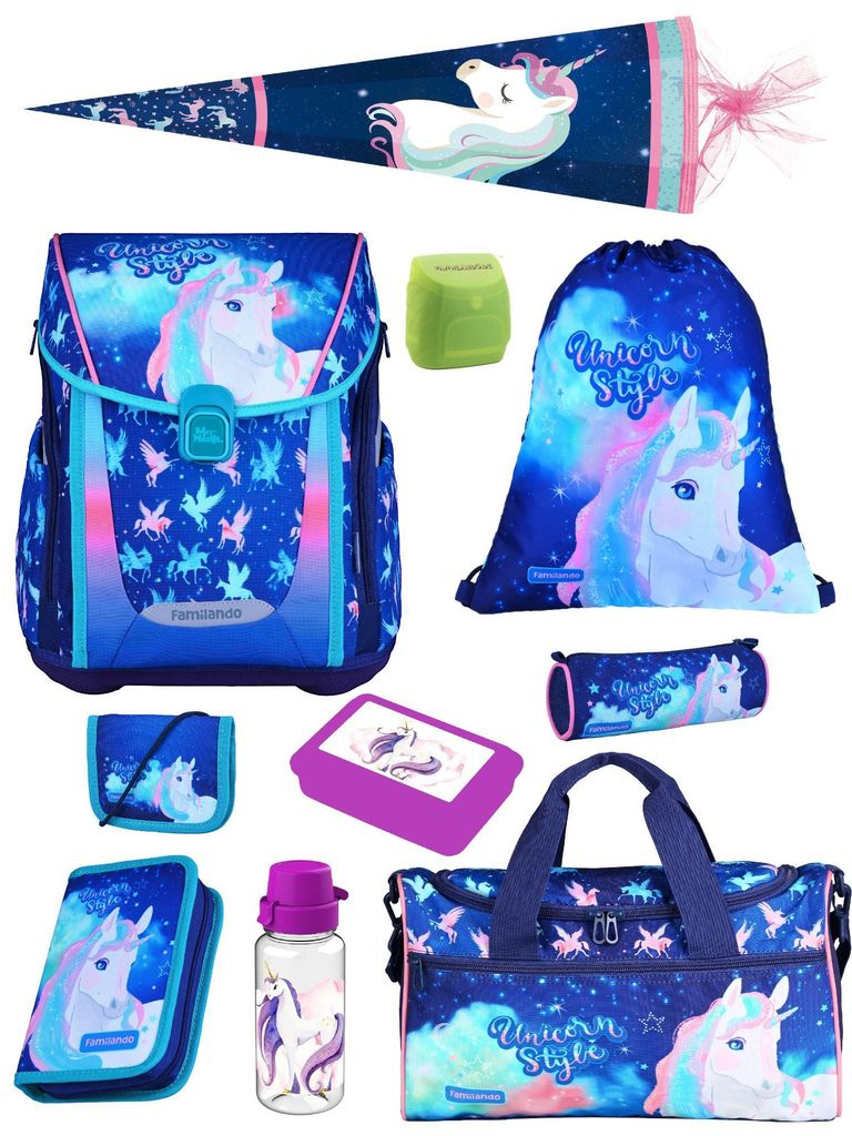 PREMIUM Mädchen Schulranzen 1. Klasse in Blau Rosa mit Produktbild 