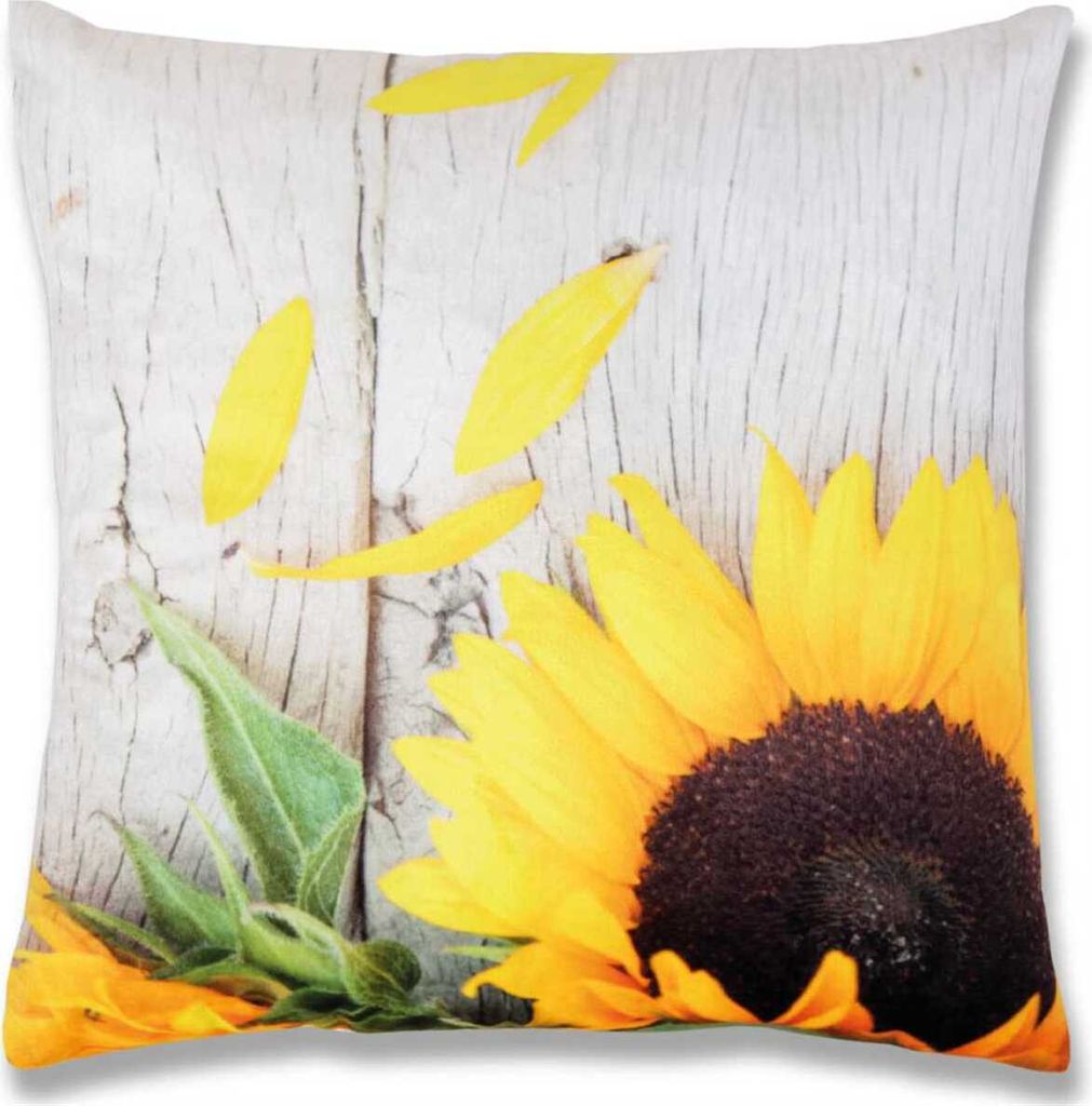 Kissenbezug Fotodruck Motiv in 40x40 cm, Flauschig weiche Kissenhülle mit Füllung, Motiv: Sonnenblumen