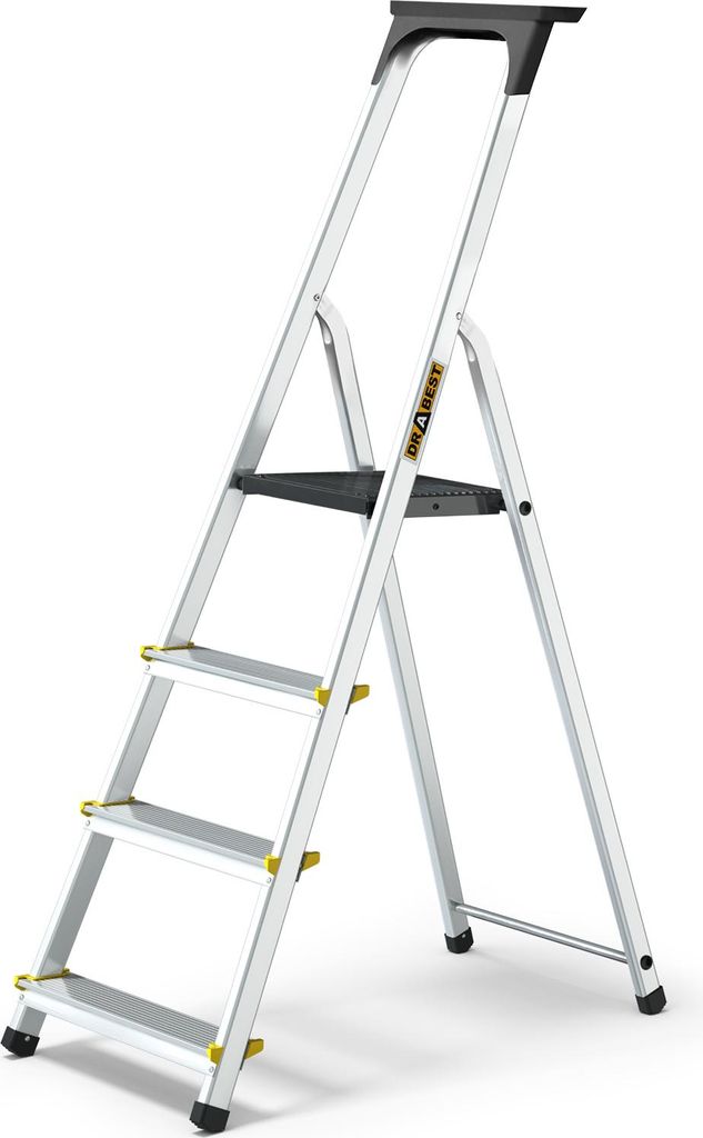 Drabest | Leiter - Stehleiter - 4 Sprossen - Aluminium - Produktbild 