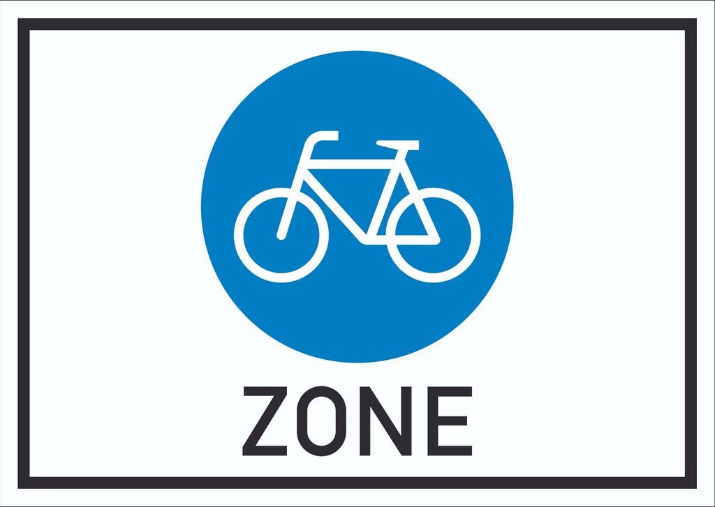 Schild Fahrradzone Symbol A6 Rückseite selbstklebend