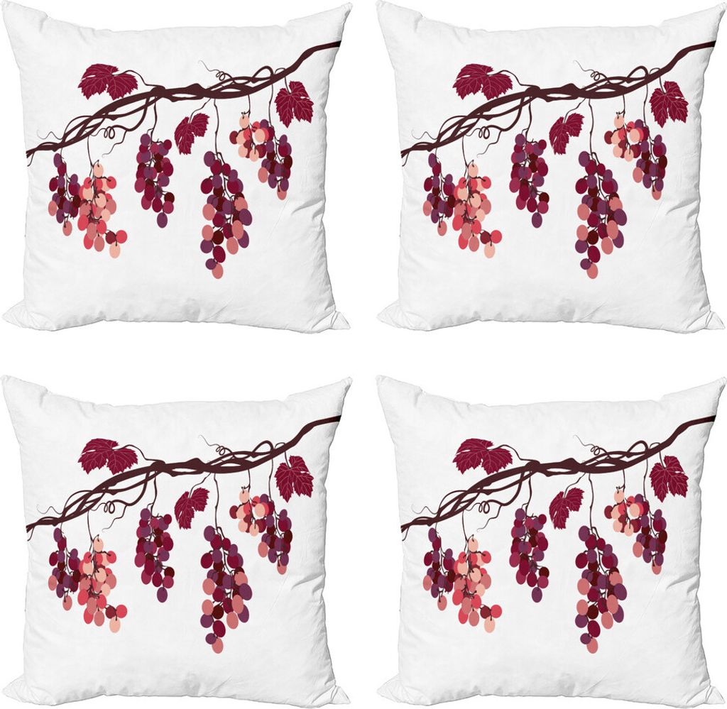 ABAKUHAUS Obst Kissenbezug Set (4 Stück), Vine Bunte Trauben, Moderner Doppelseitiger Digitaldruck, 40 cm x 40 cm, Mehrfarbig