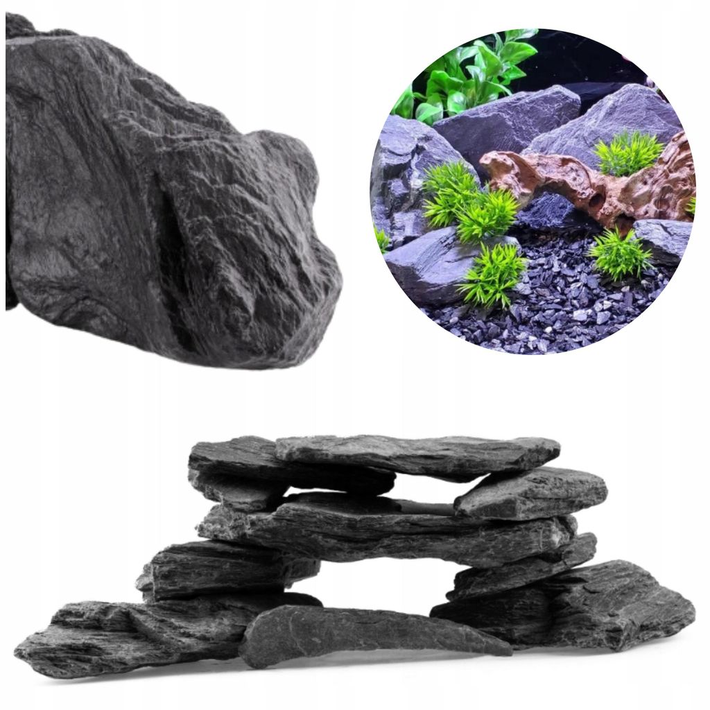 Rocce per acquario, pietre per acquario, ardesia nera Immagine del prodotto 