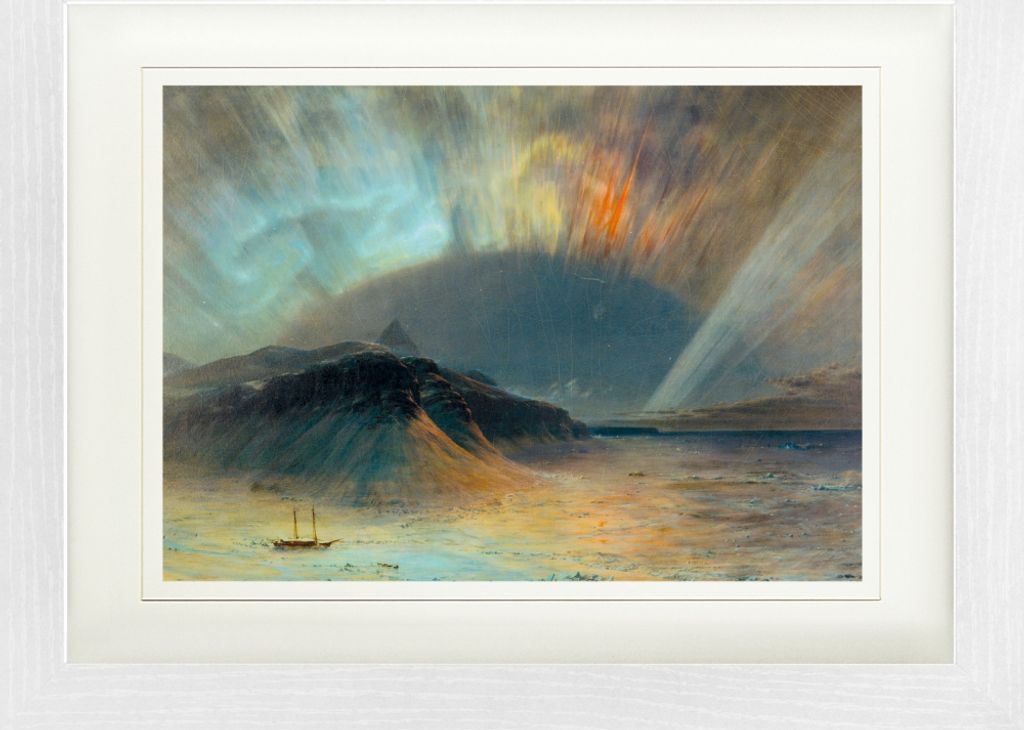 Frederic Church Gerahmtes Bild Mit Edlem Passepartout | Wand-Bilder | Im Bilderrahmen - Aurora Borealis, 1865 (30 x 40 cm)