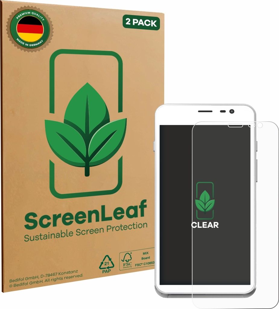2x ScreenLeaf Schutzfolie für Pax CCV Fly A77 nachhaltiger Displayschutz Display Schutz Folie Klar Transparent