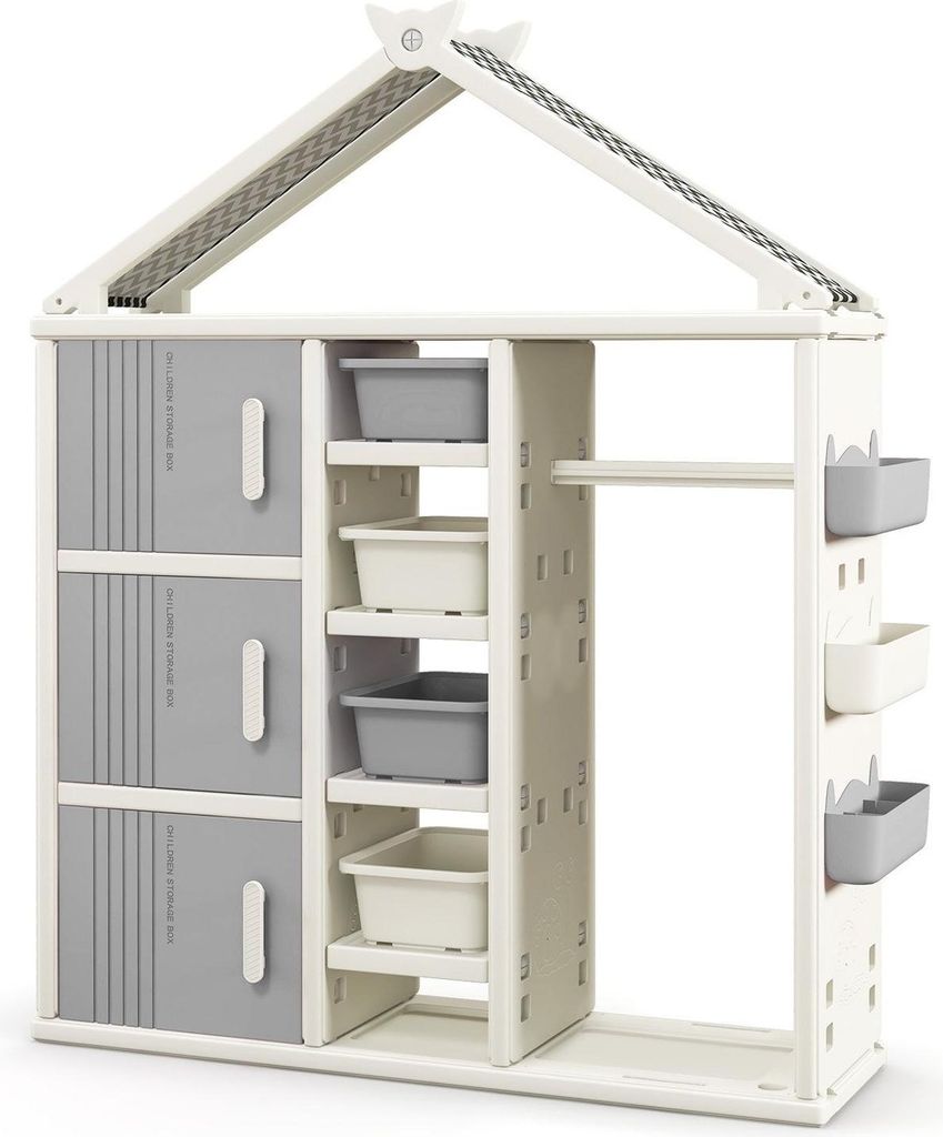 Kindergarderobe in Hausform mit Kleiderstange