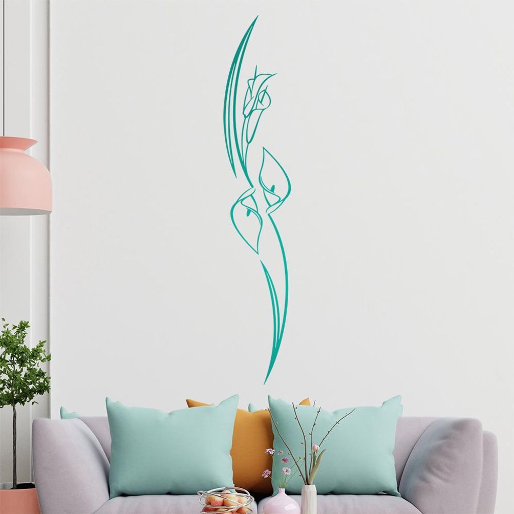 Lilien - Linien Wandtattoo in 6 Größen - Wandaufkleber Wall Sticker - Dekoration, Küche, Wohnzimmer, Schlafzimmer, Badezimmer
