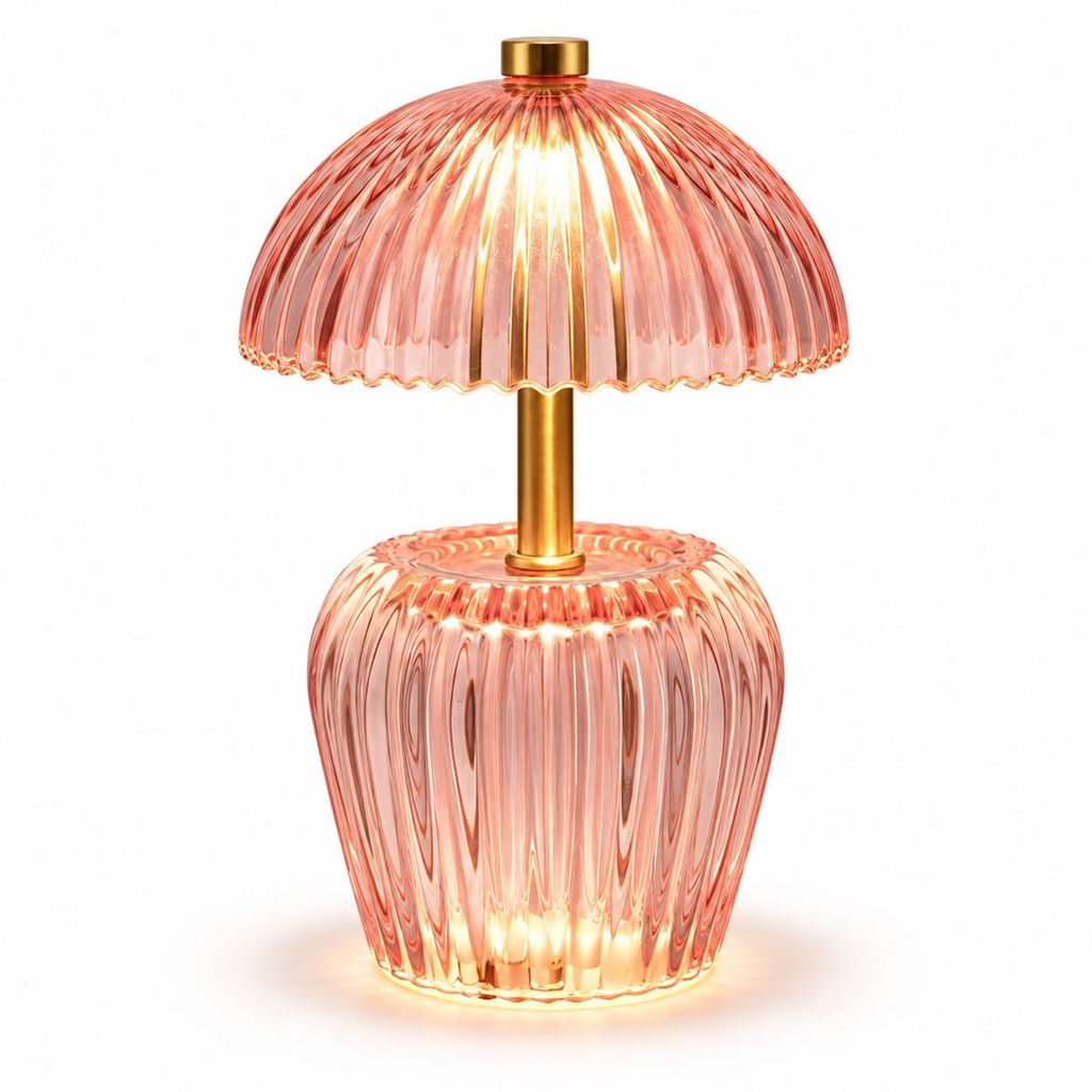 Bunte Glas Tischlampe Kabellos, Vintage LED Produktbild 