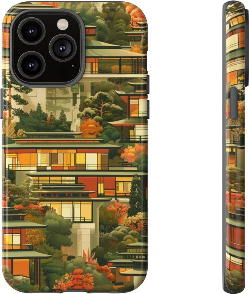 Herbstliche Architektur im modernen Stil – Hülle Kompatibel mit iPhone 14 Pro Max