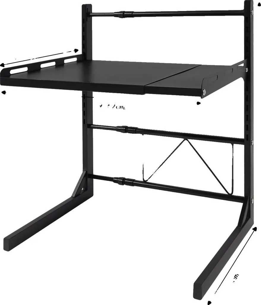 Étagère Micro-ondes Extensible Noire 2 Niveaux - Support de Four Réglable