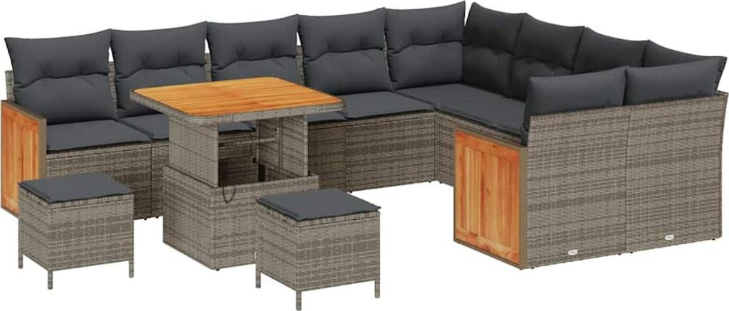 Best Möbel Garten-Sofa-Set 12 pcs - Grau Dunkelgrau Poly-Rattan - Gartensofas A3365293