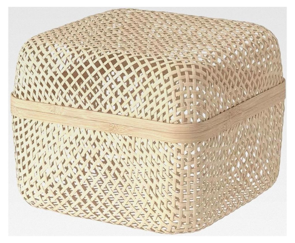 SMARRA Box mit Deckel, natur, Rattan 30x30x23