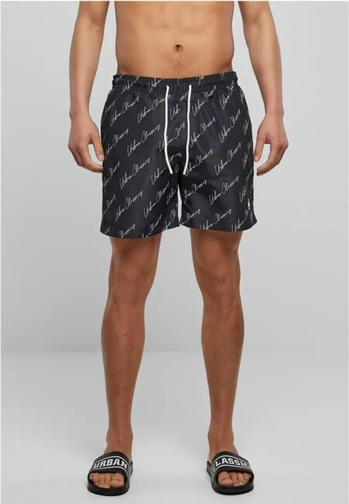 Short de bain noir à séchage rapide Urban Classics logo script en S