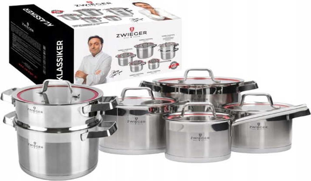 Set di 5 pentole con coperchi + vaporiera a induzione Immagine del prodotto 