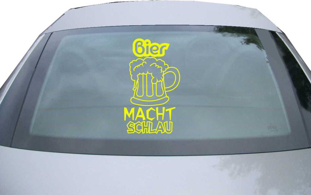 Indigos UG - Aufkleber Heckscheibe & Motorklappe DE6916 - neongelb - 600x352 mm - ier macht schlau - Auto Scheiben Fenster Heckklappe Tuning Racing...