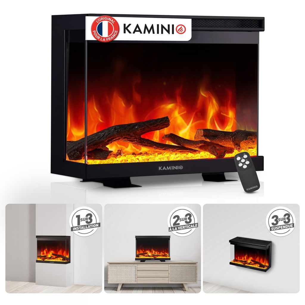 Cheminée électrique KAMINIO LEA - Cheminée électrique 3 en Image du produit  Image générée par une IA