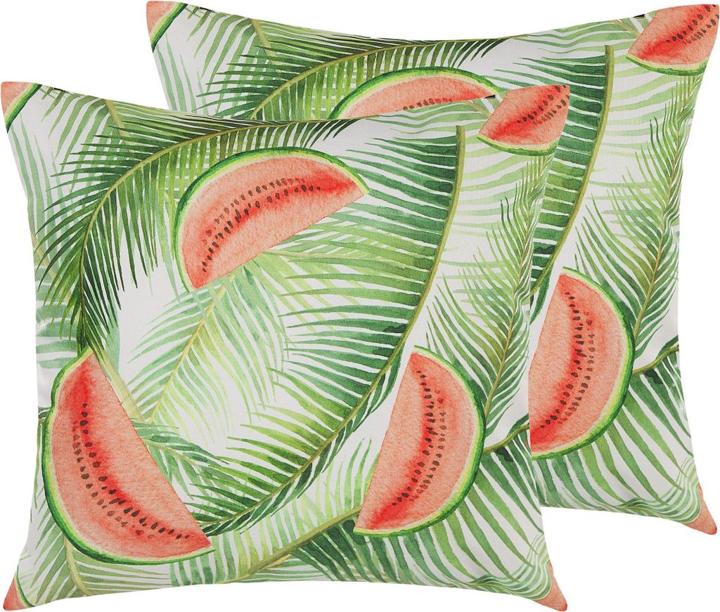 BELIANI Gartenkissen 2er Set bunt 45 x 45 cm aus Polyester mit Blättermuster Quadratisch Garten/ Balkon /Terrasse modernes Design