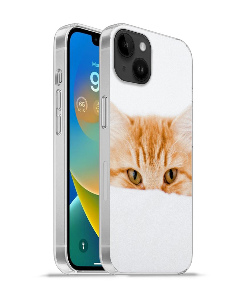 MuchoWow Handyhülle Schutzhülle Hülle für Apple iPhone 14 Plus - Soft case Katze - Rot - Weiß - Mädchen - Jungen - Kind Silikon Softcase Ha...