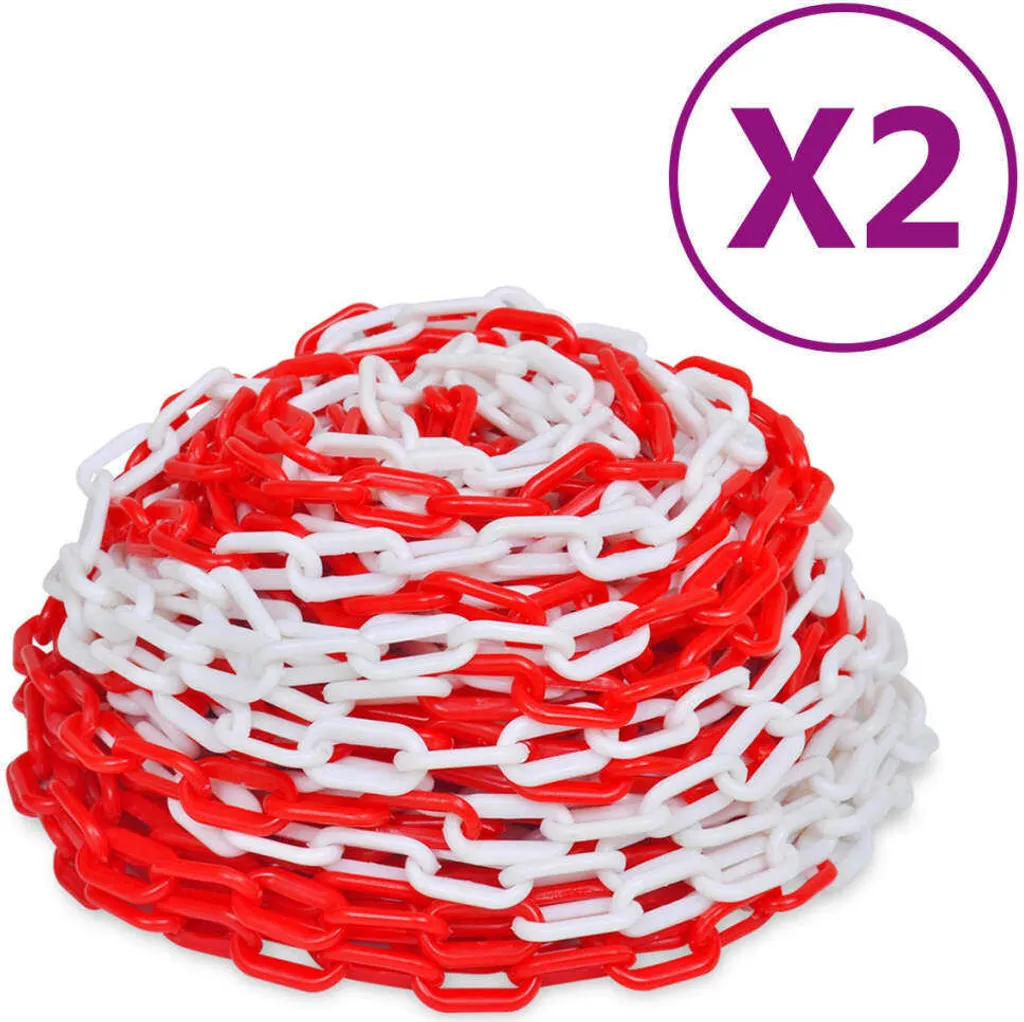Chaîne de balisage plastique 30m rouge blanc haute résistance - 2pcs