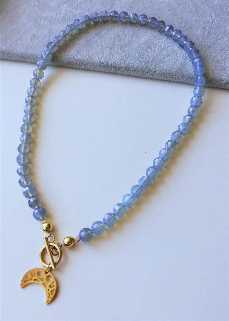 Collana Corno dell'Abbondanza 42cm Acciaio e Opalina | Portafortuna A'LA OPAL