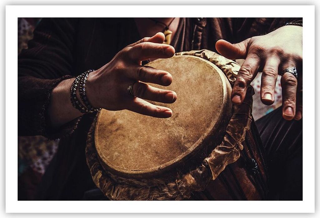 Poster - Poster ohne Rahmen - Trommel Indien Musiker - 91,5x61 cm - Wand Bild - Wanddeko - Wandbilder - Kunstposter - Wandposter - Bilder - Kunstdr...