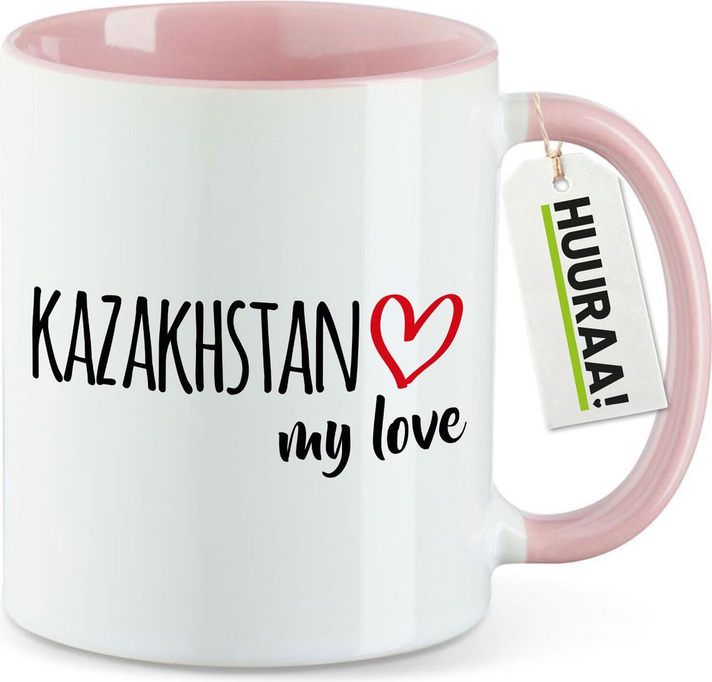 Huuraa Kaffeetasse Kazakhstan my love 330ml Rosa Keramik Kaffeebecher Geschenkidee