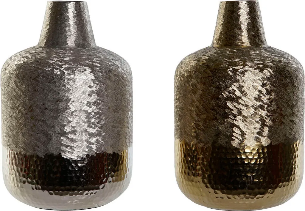 Vase DKD Home Decor Or Argent Aluminium Moderne 22x22x33 cm - Lot de 2