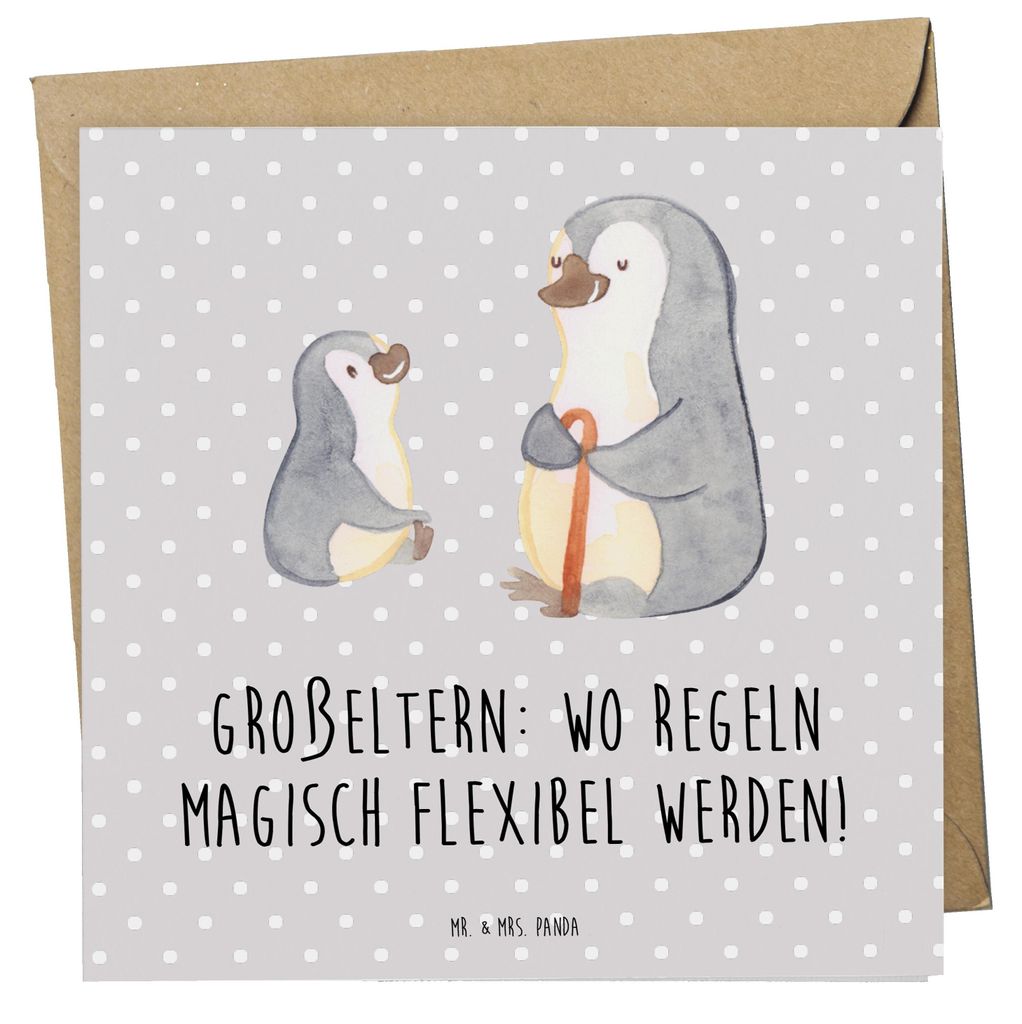 Mr. & Mrs. Panda Grußkarte Großeltern Magie - Grau Pastell - Geschenk, Glückwunschkarte, Weisheit, Enkelkinder, faltkarte, Freude, Dankeschön, ...
