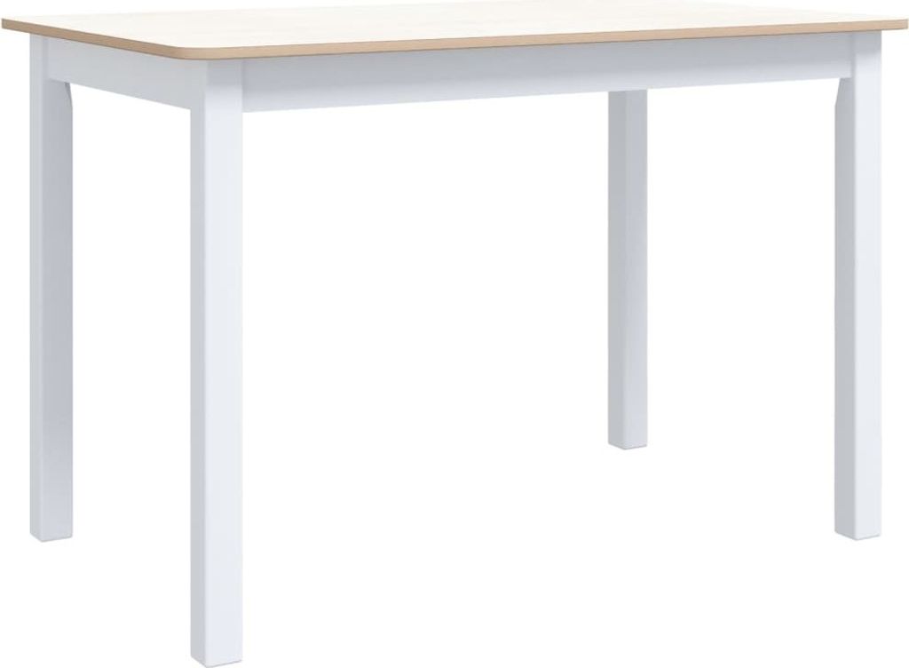 vidaXL Esstisch Weiß und Braun 114x71x75 cm Massivholz Gummibaum