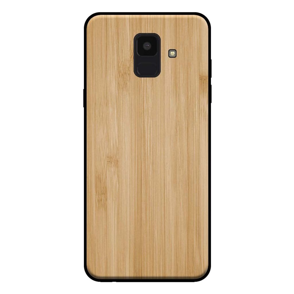 Smartphonica Handytasche für Samsung Galaxy A6 2018 mit Holzoptik - Rückwand Bambus Kunstholz Tasche - Braun