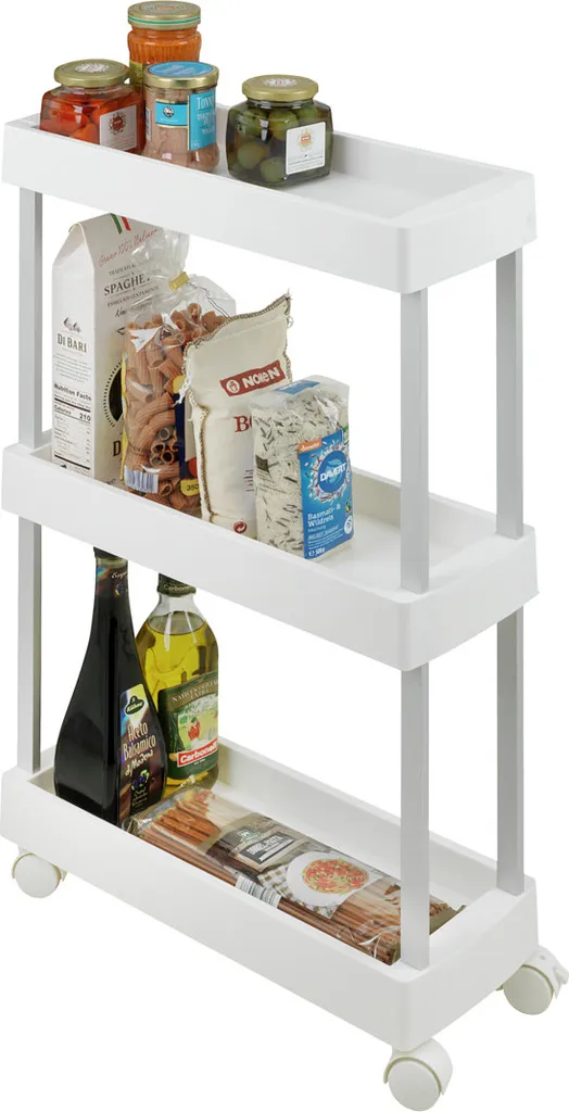 WENKO carrello a nicchia MINO 3 ripiani con rotelle Scaffale di stoccaggio Bagno Cucina Spezie WC