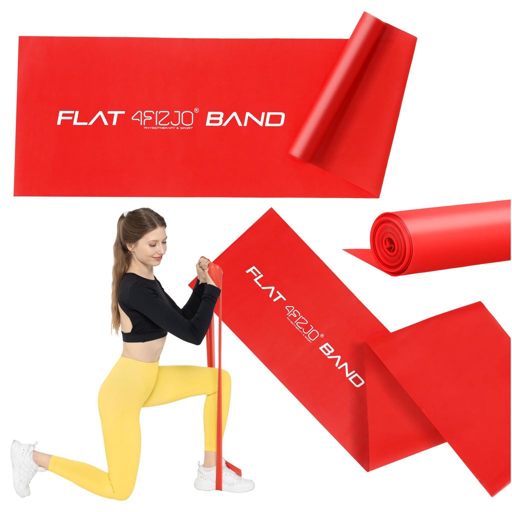 4FIZJO Rehabilitationsband 2m, FLAT BAND Latex Trainingsband (Stärke 2/7) rot