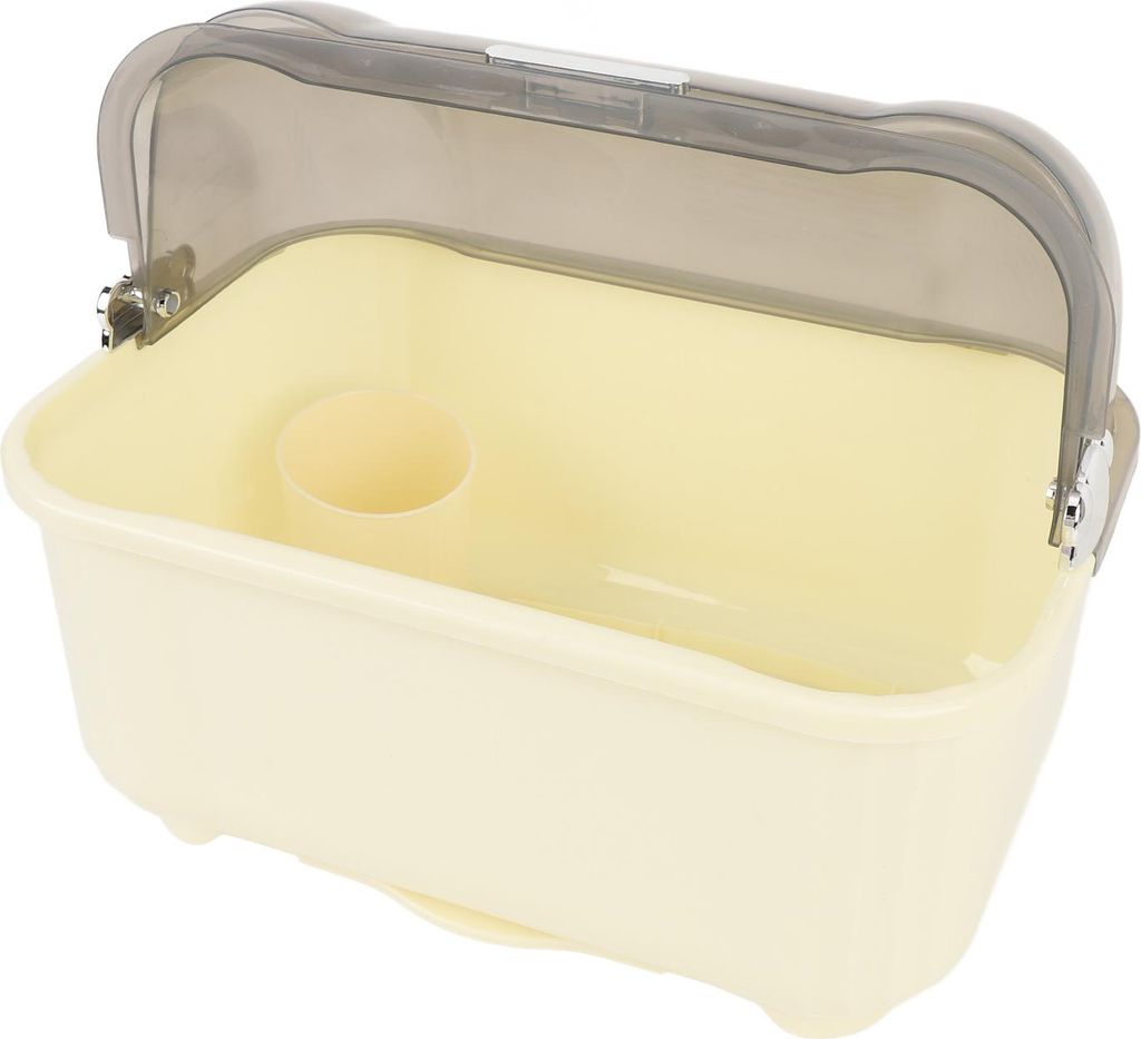 Geschirrtrocknungsbox Effektive Entwässerung Großes Fassungsvermögen PP-Kunststoffschüssel Geschirrtrocknerhalter mit staubdichter Abdeckung f...