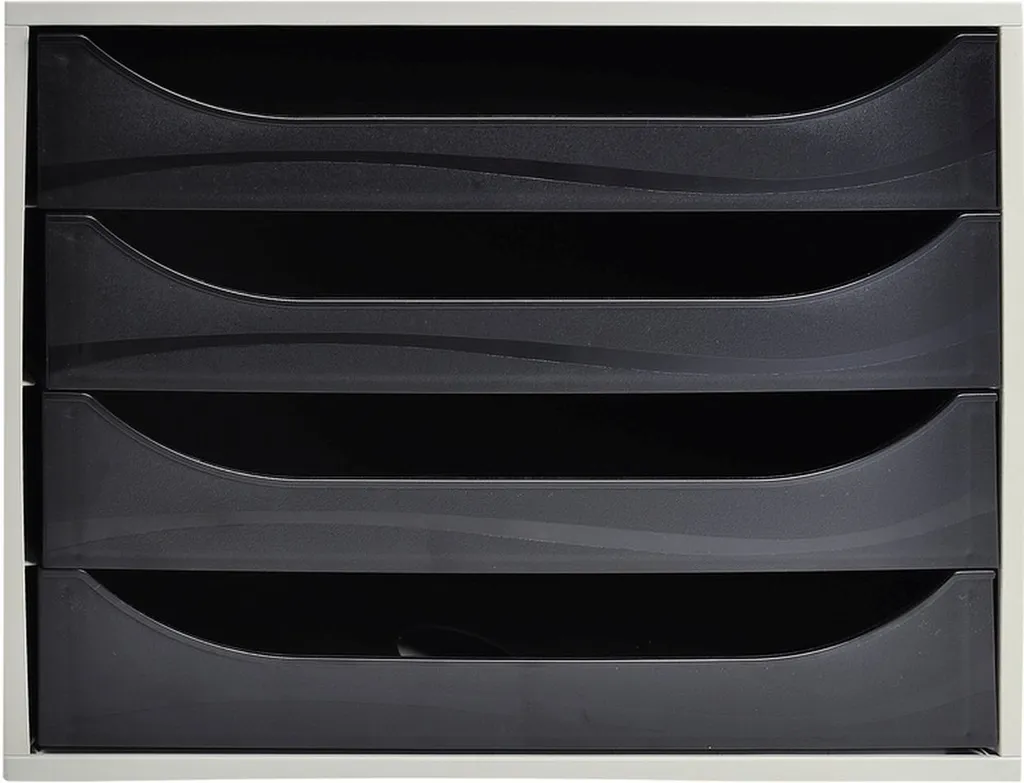 Exacompta Ecobox Office Module 4 tiroirs Noir 2286014D pour Format A4 - 2