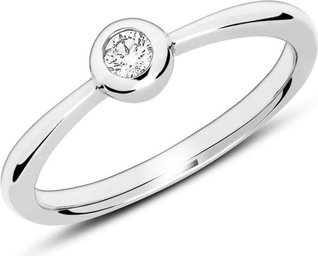 Solitärring 14K Weißgold Diamant (Größe: 58mm)