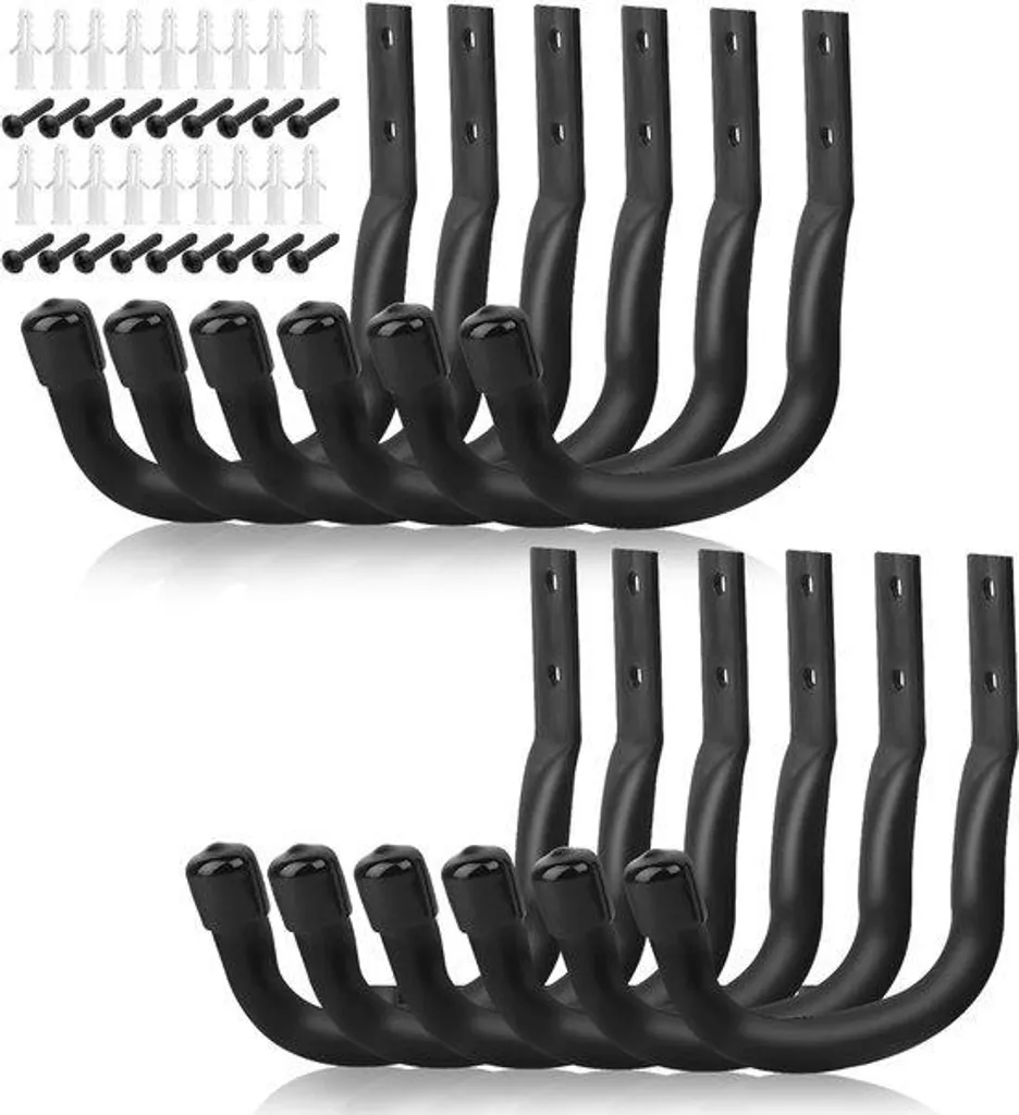 Support mural garage : lot de 12 crochets de rangement multifonctions