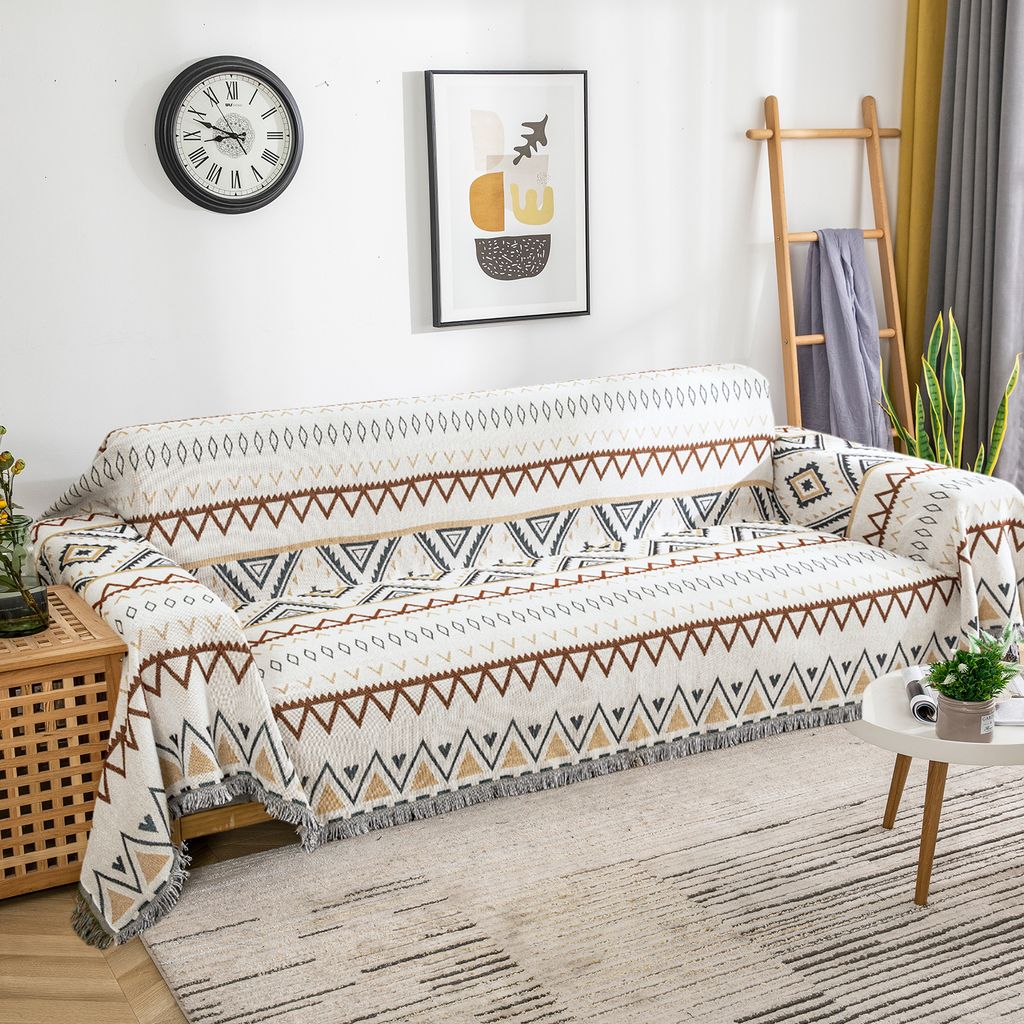 Boho Decke Kuscheldecke 130*180cm, Strick Tagesdecke Für