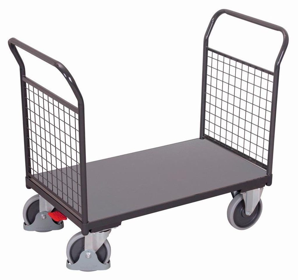 VARIOfit Doppel-Stirnwandwagen mit Drahtgitter 850x500mm Anthrazitgrau RAL 7016