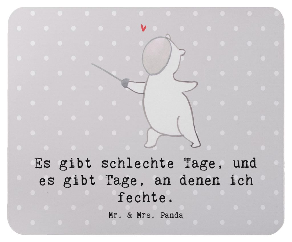 Mr. & Mrs. Panda Mousepad Panda Fechten - Grau Pastell - Geschenk, Fecht Club, Fechter Bund, mauspad pc, Verein, Mouse Pad, mousematte