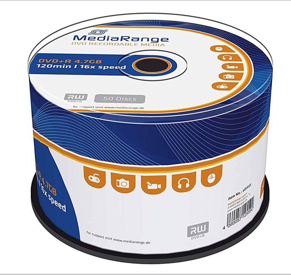 MediaRange DVD+R 4.7GB, 50er Pack, 16-fache Schreibgeschwindigkeit