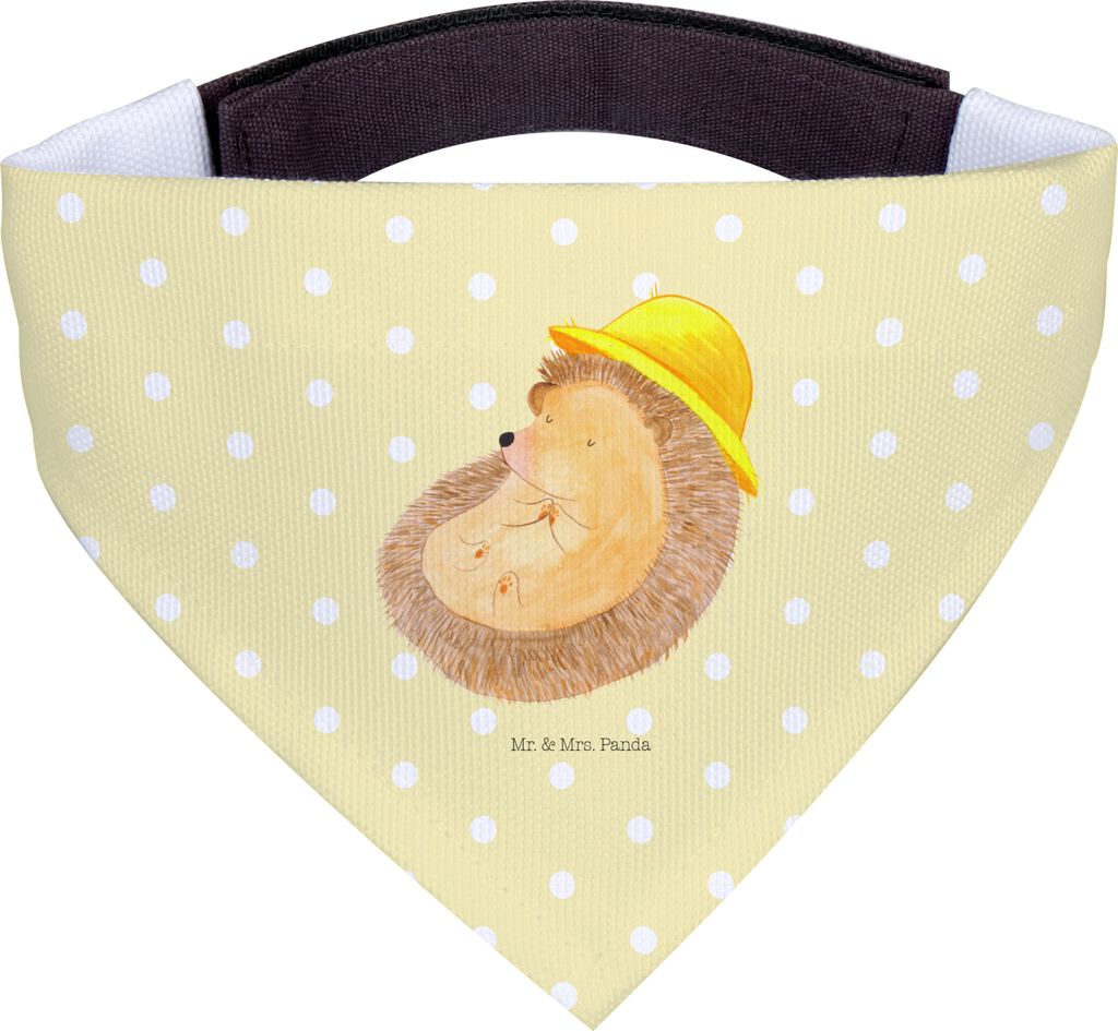 Mr. & Mrs. Panda Hund Halstuch Igel Beten - Gelb Pastell - Geschenk, Amen, Hundehalstuch, Leben, Tuch, Genießen, Dankbarkeit, Hunde, Hunde-Halstuc...