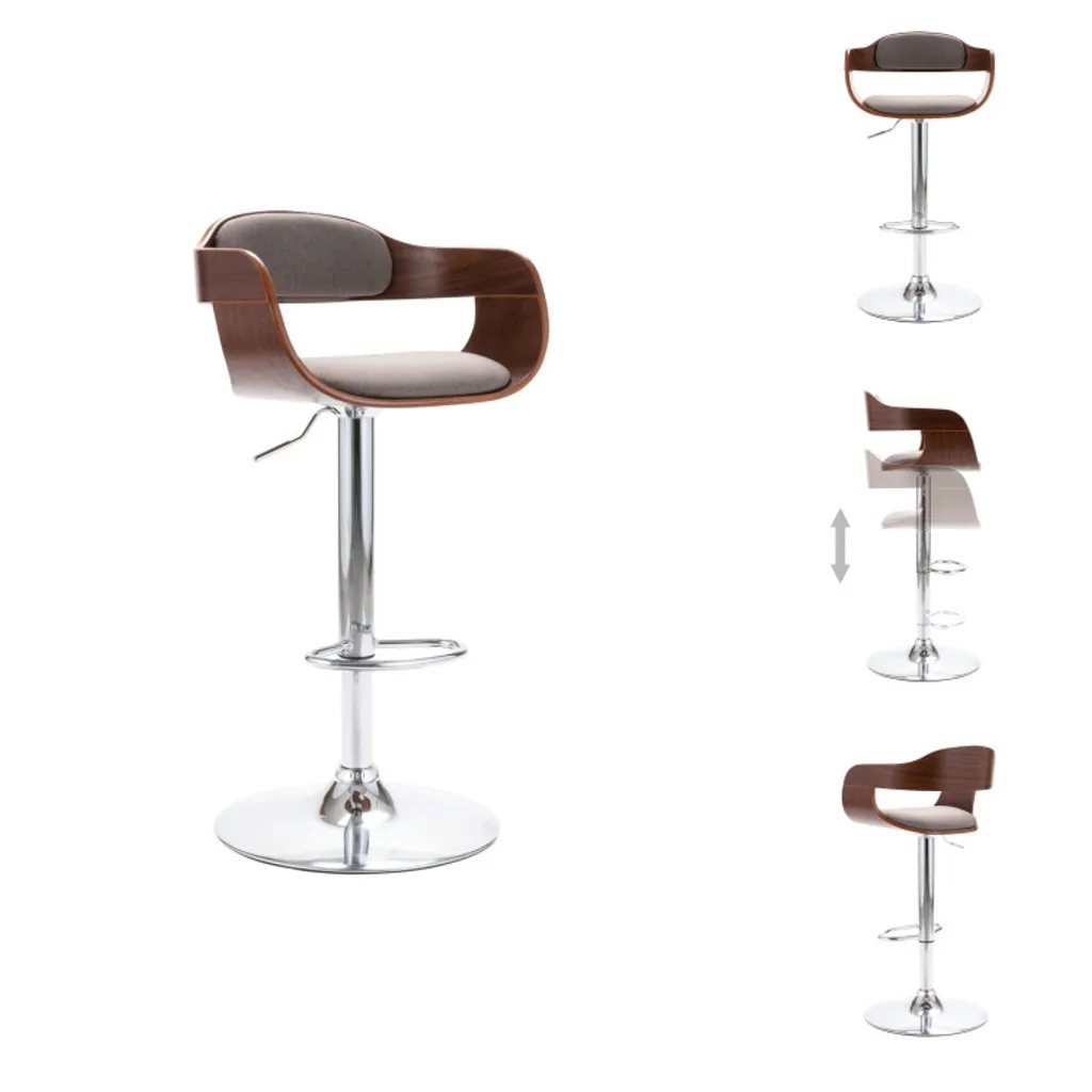 Sgabello Cucina vidaXL Taupe | Legno e Tessuto | Altezza Regolabile