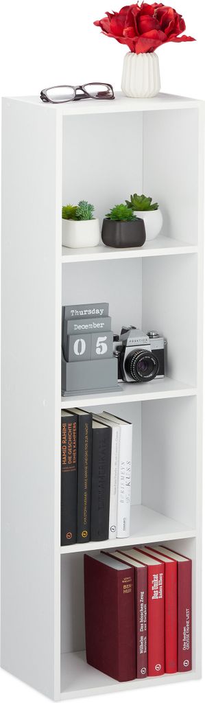 Relaxdays Bücherregal 4 Fächer, modernes Design, Produktbild 