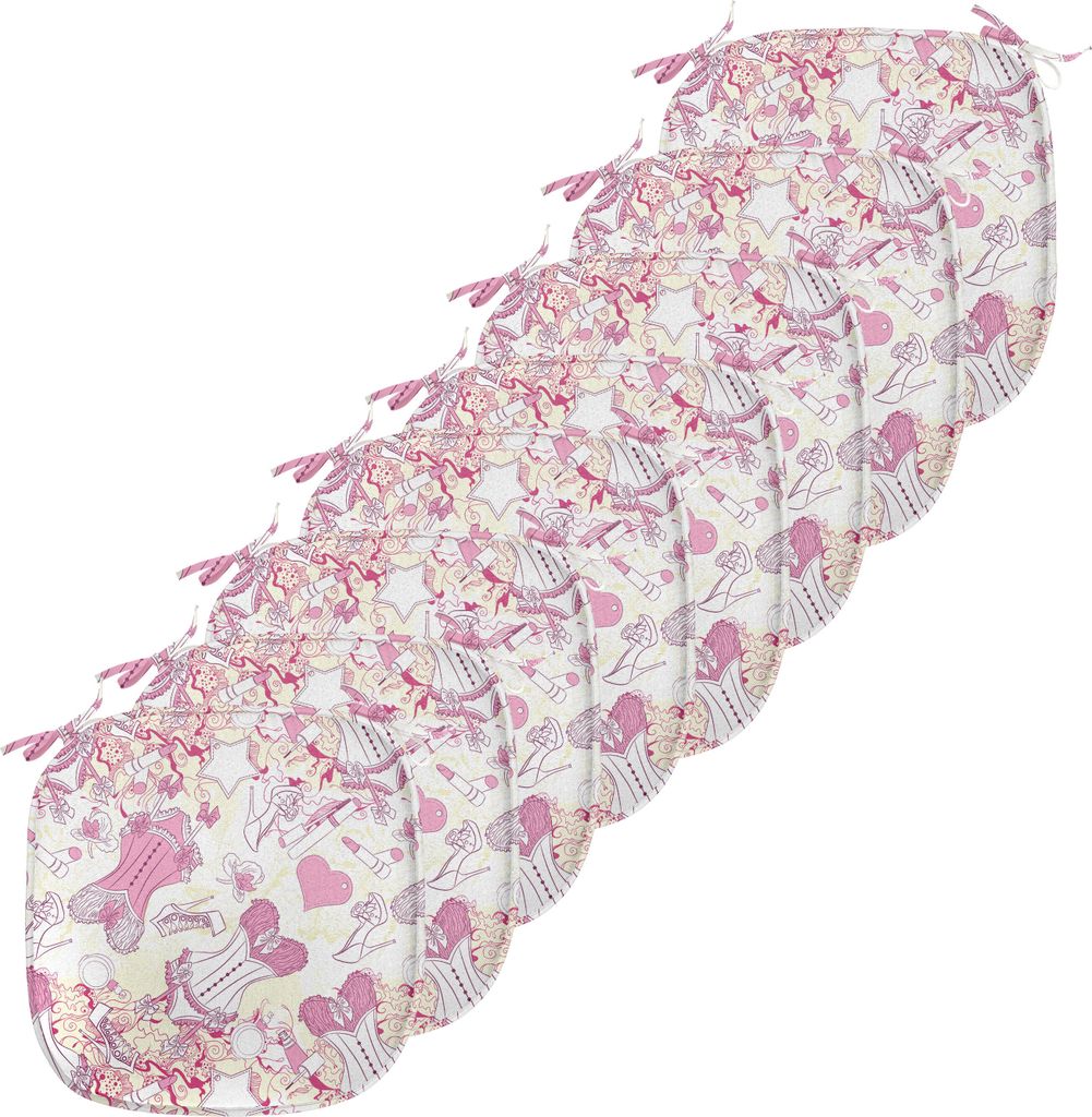 ABAKUHAUS Mode Polster für Esszimmerstühle, Vintage and Feminine, Dekoratives wasserfestes Kissen mit Riemen für Küchensitze, 40 cm x 40 cm-8er...