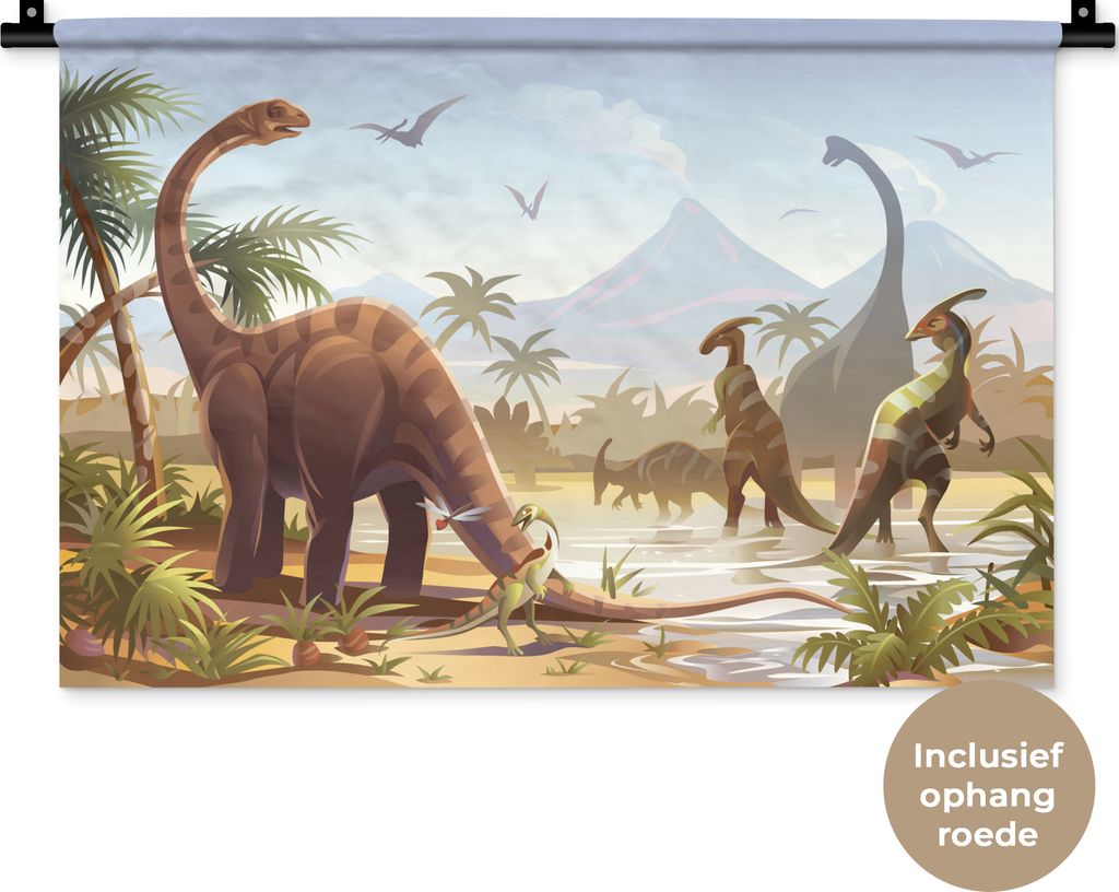 MuchoWow® Wandteppich Wandbehang Dinosaurier - Landschaft - Produktbild 