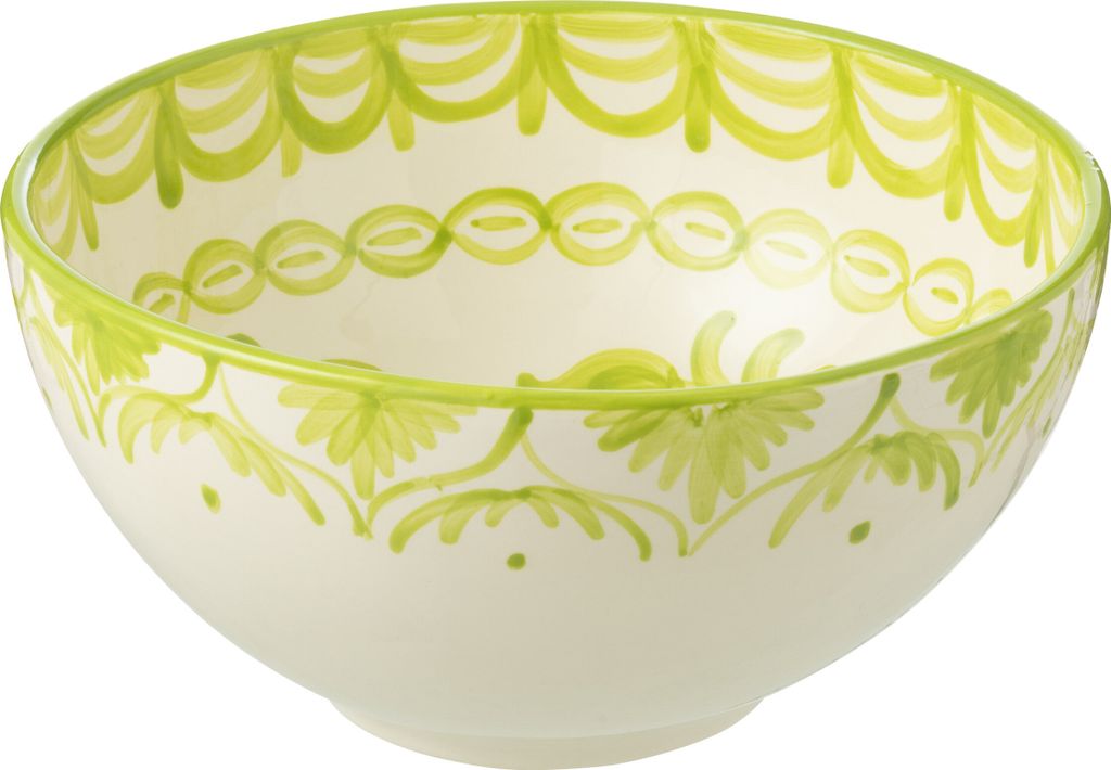 J-Line J-Line Schale Granada High – Keramik – Weiß/Grün – Groß - Ø 28 Cm