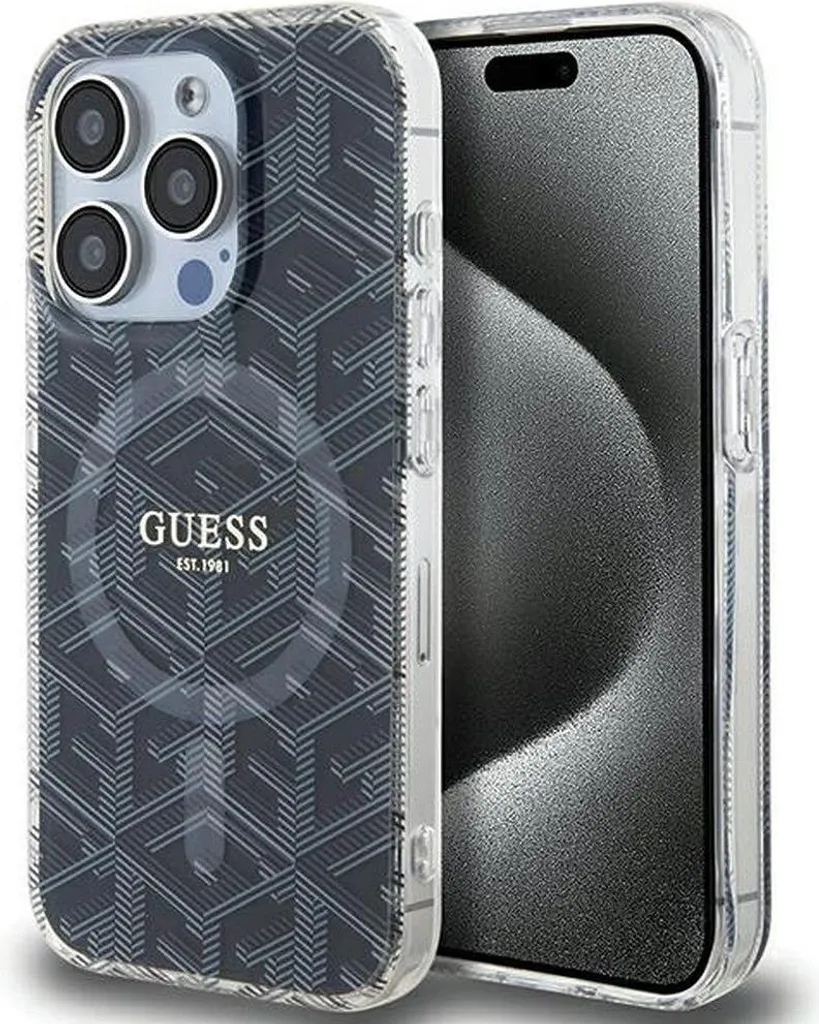 Guess Custodia iPhone 15 Pro Max G-Cube MagSafe Nero - Vera Eleganza