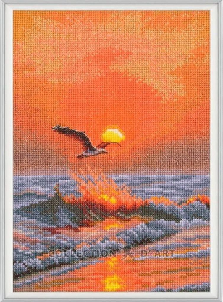RTO Kreuzstich Stickpackung "Wenn die Sonne auf der Welle untergeht ", Zählmuster, 16x23,5cm