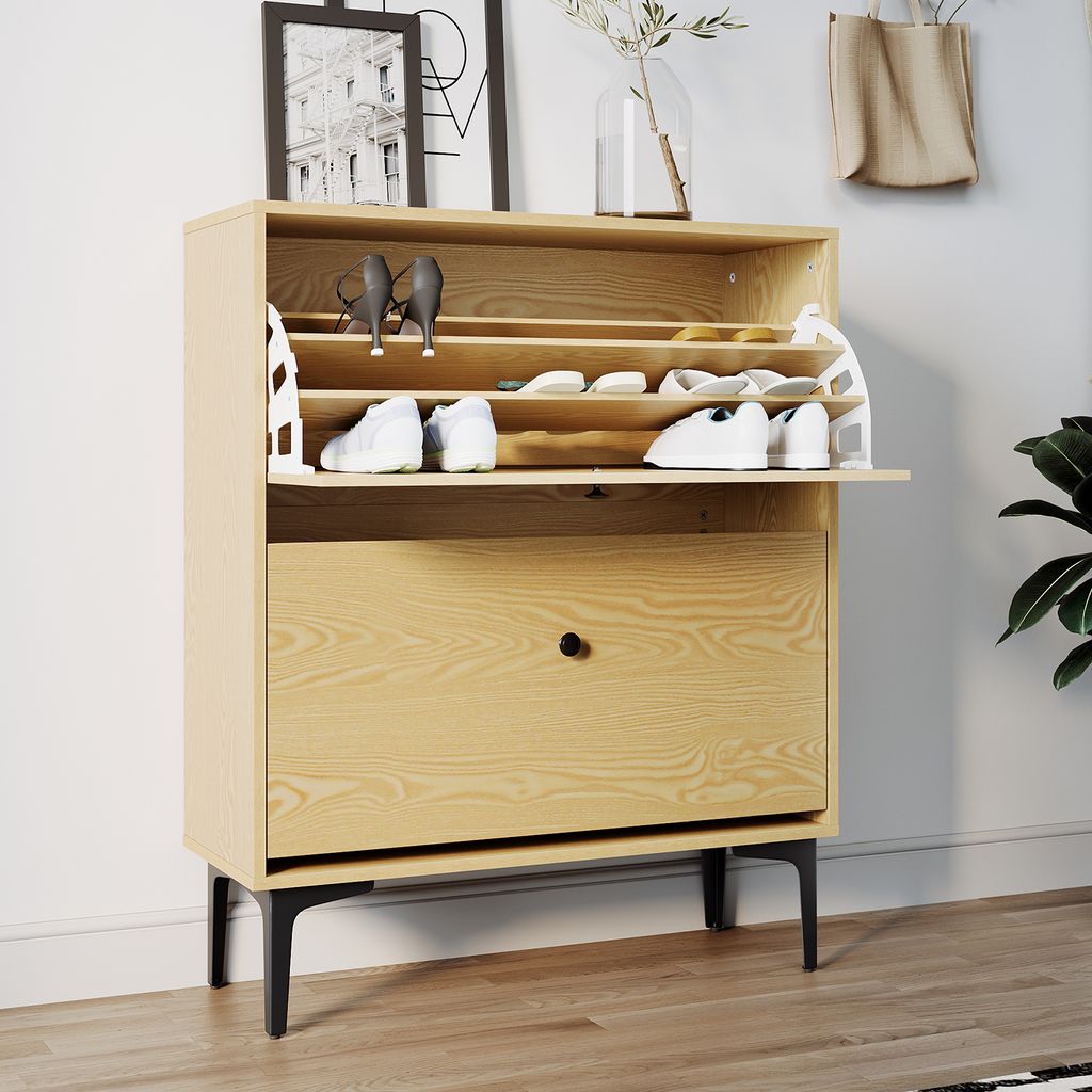 SONNI Schuhschrank Klappbares Schuhregal 80x30x95cm Schuhregal Eichenfarbe Schuhaufbewahrung