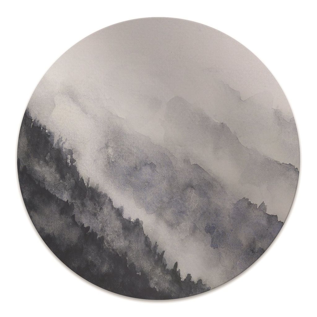 Rundmatte - Stuhlunterlage Bürostuhlunterlage - Rund Ø 100 cm - Bodenmatte - Fußmatte - Berge im Nebel