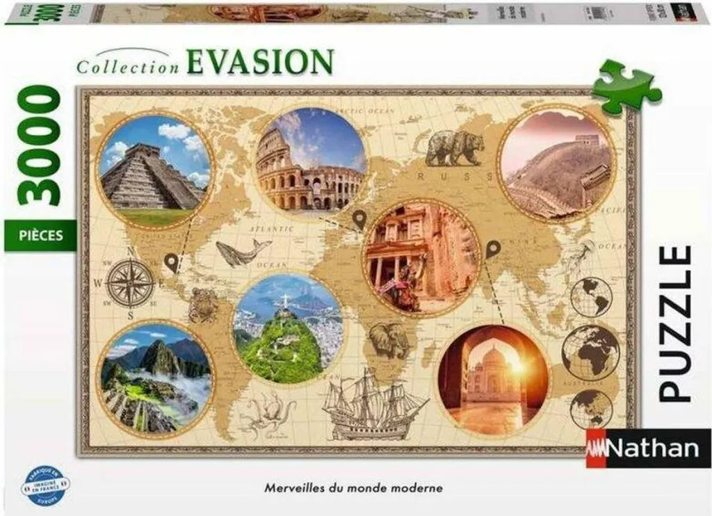 Puzzle 3000 pièces Nathan pour Adulte : Décoration Merveilles du Monde